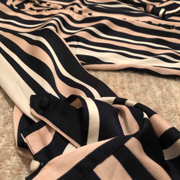 Express | Striped Ruffle Collar Button Down - Picture 2 of 4